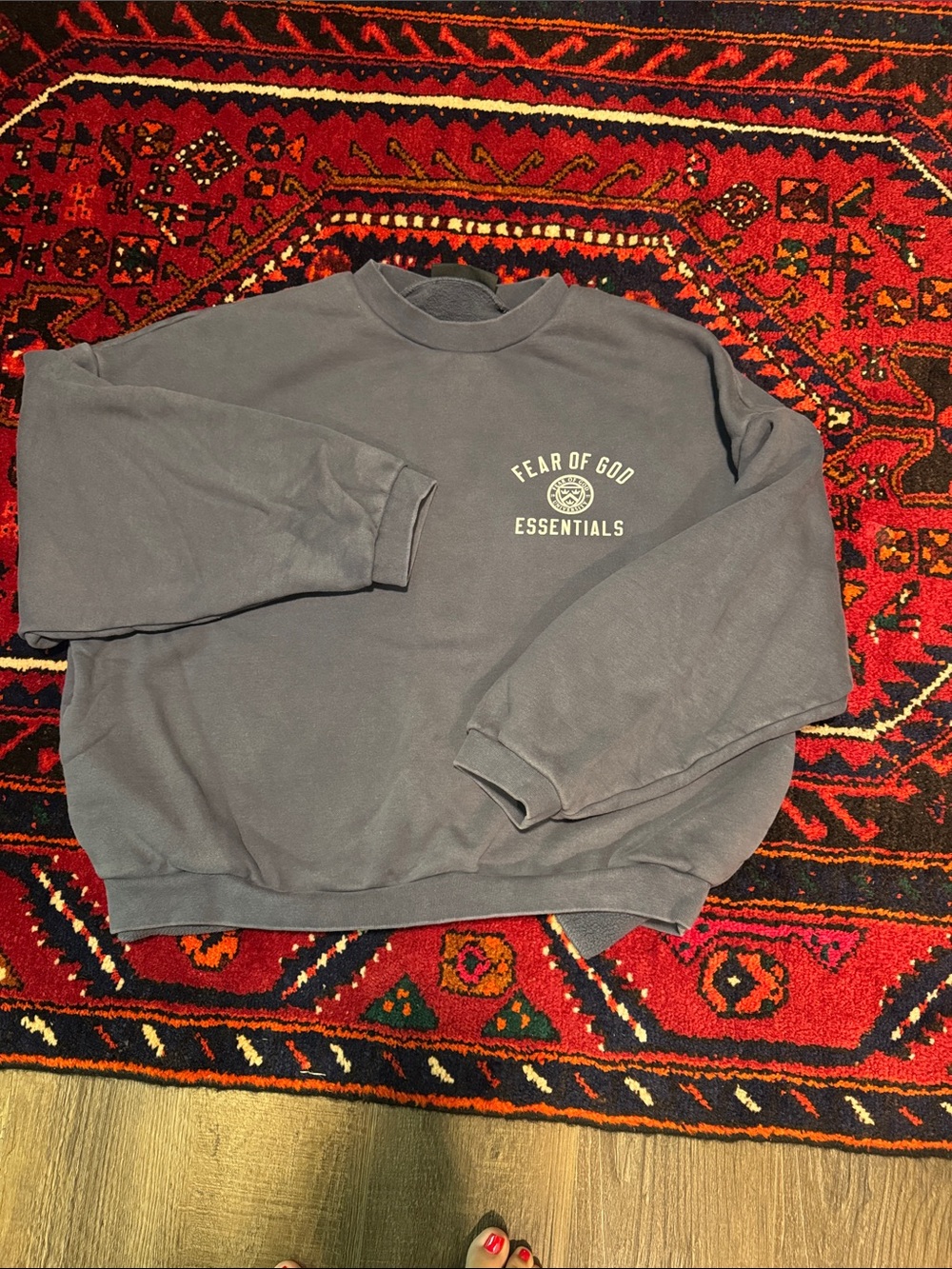 Fear of God Essentials Crewneck Sweatshirt in Washed Navy Gray